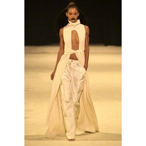 Christopher John Rogers Womens Funnelneck Top With Belt in Ivory Large New Dress